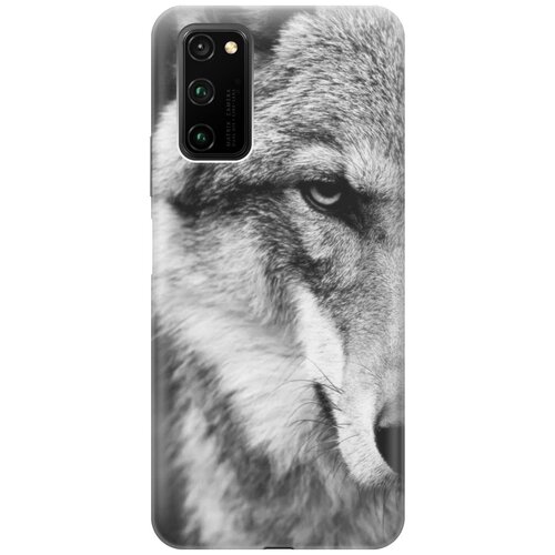 фото Ультратонкий силиконовый чехол-накладка для honor view 30 pro с принтом "спокойный волк" gosso