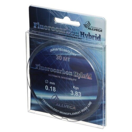 Леска монофильная ALLVEGA Fluorocarbon Hybrid 30м 0,18мм, 3,83кг, флюорокарбон 65% 9336045