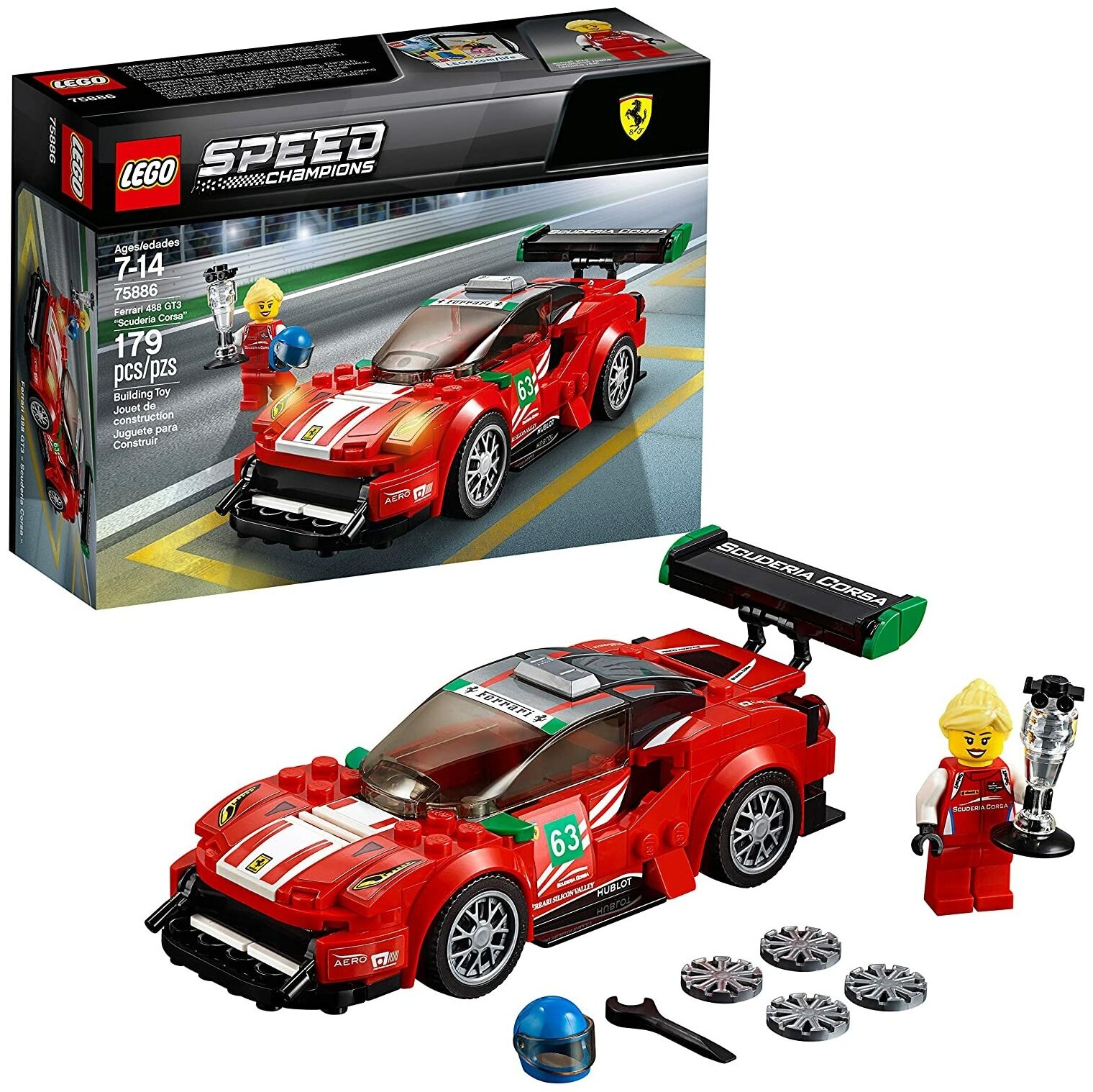 Конструктор LEGO Speed Champions Ferrari 488 GT3 Scuderia Corsa, 179 деталей (75886) - фото №9