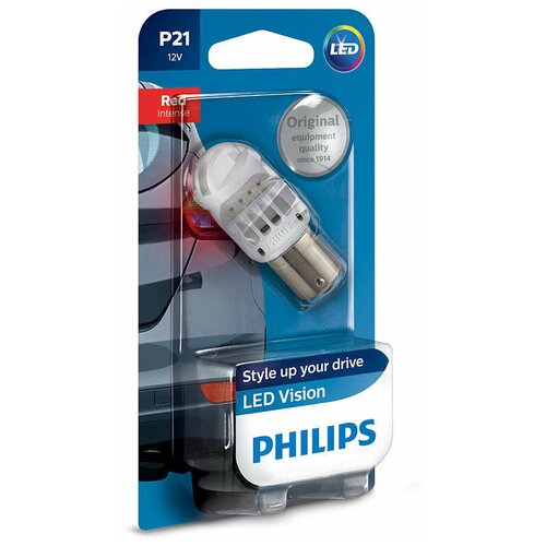 PHILIPS Лампа светодиодная PHILIPS VISION 12V P21W 1.9W красная 12839REDB1