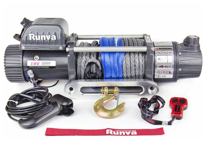 Лебедка двухскоростная Runva EWD 12000 U SR, 5450 кг, 12V, синтетический трос