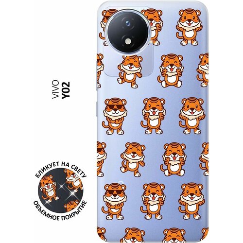 Силиконовый чехол с принтом Tigers Pattern для Vivo Y02 / Виво У02 силиконовый чехол с принтом corgi pattern для vivo y02 виво у02