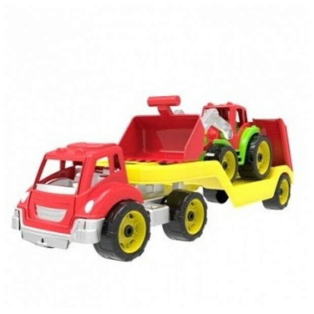 Игрушка ТехноК Автовоз с трактором, желтый (3916) - фото №9
