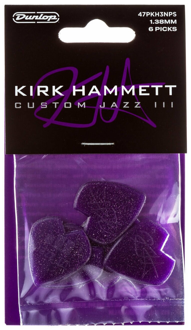 47PKH3NPS Kirk Hammett Jazz III Медиаторы, 6шт, толщина 1.38мм, Dunlop