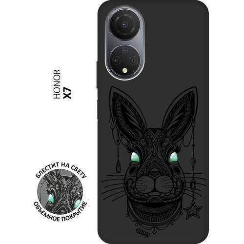 Матовый Soft Touch силиконовый чехол на Honor X7, Хонор Х7 с 3D принтом Grand Rabbit черный матовый soft touch силиконовый чехол на honor 80 хонор 80 с 3d принтом grand rabbit черный