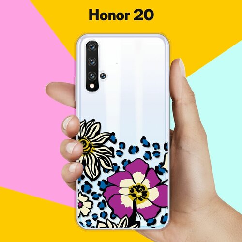 Силиконовый чехол Цветы с узором на Honor 20 силиконовый чехол цветы с узором на honor 9a