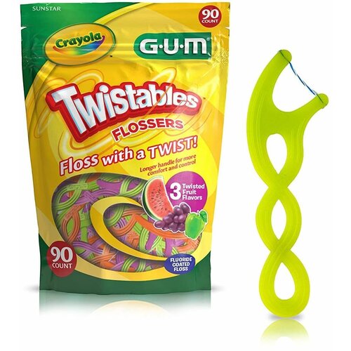 GUM Twistables детские ароматные зубные флоссеры 90шт