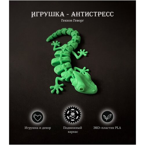 Развивающая игрушка-антистресс 3D подвижный геккон ЭКО-пластик