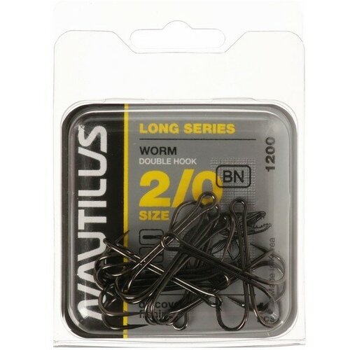 фото Крючок двойной nautilus double long series worm 1200, № 2/0, 10 шт.