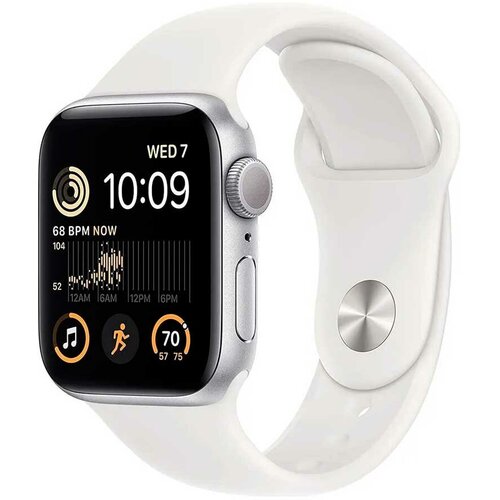Умные часы Apple SE GPS, Silver Aluminuml Case with Sport Band, 40mm, алюминевый корпус серебрянного цвета (MNL93LL/A)