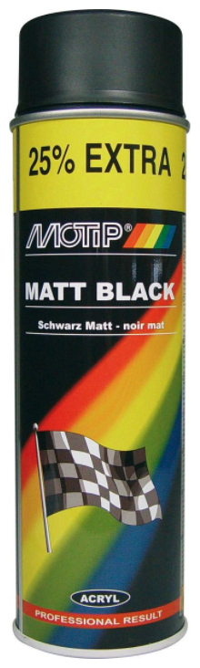Краска MOTIP универсальная акриловая, чёрный, матовая, 500 мл, 1 шт.