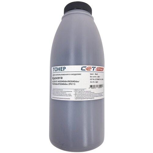 Тонер Cet PK11 CET8857A-300 черный бутылка 300гр. для принтера Kyocera ECOSYS M2135dn/2735dw/2040dn/