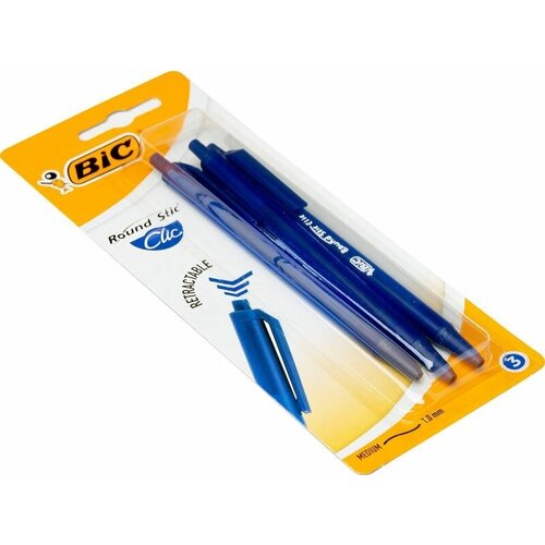 Набор ручек Bic Round Stic Clic шариковых синих, 3шт