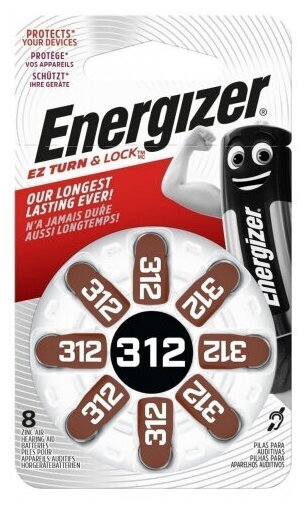 Элемент питания Energizer Zinc Air AZ312 бл 8