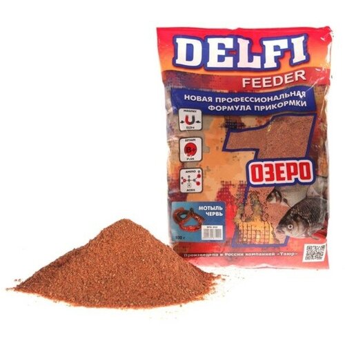 Прикормка DELFI Feeder, озеро, мотыль, червь, 800 г