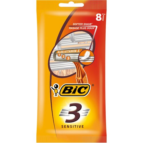 Бритва одноразовая BIC 3, для чувствительной кожи, 8 шт.
