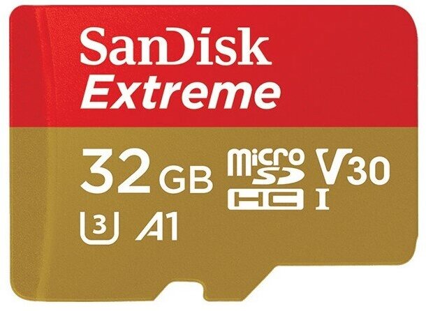Карта памяти MicroSD 32GB SanDisk Class 10 Extreme UHS-I A1 V30 U3 (100 Mb/s) без адаптера