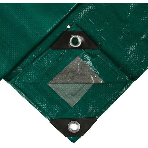 фото Тент защитный, 5 × 4 м, плотность 120 г/м², уф, люверсы шаг 1 м, зелёный/серебристый no brand