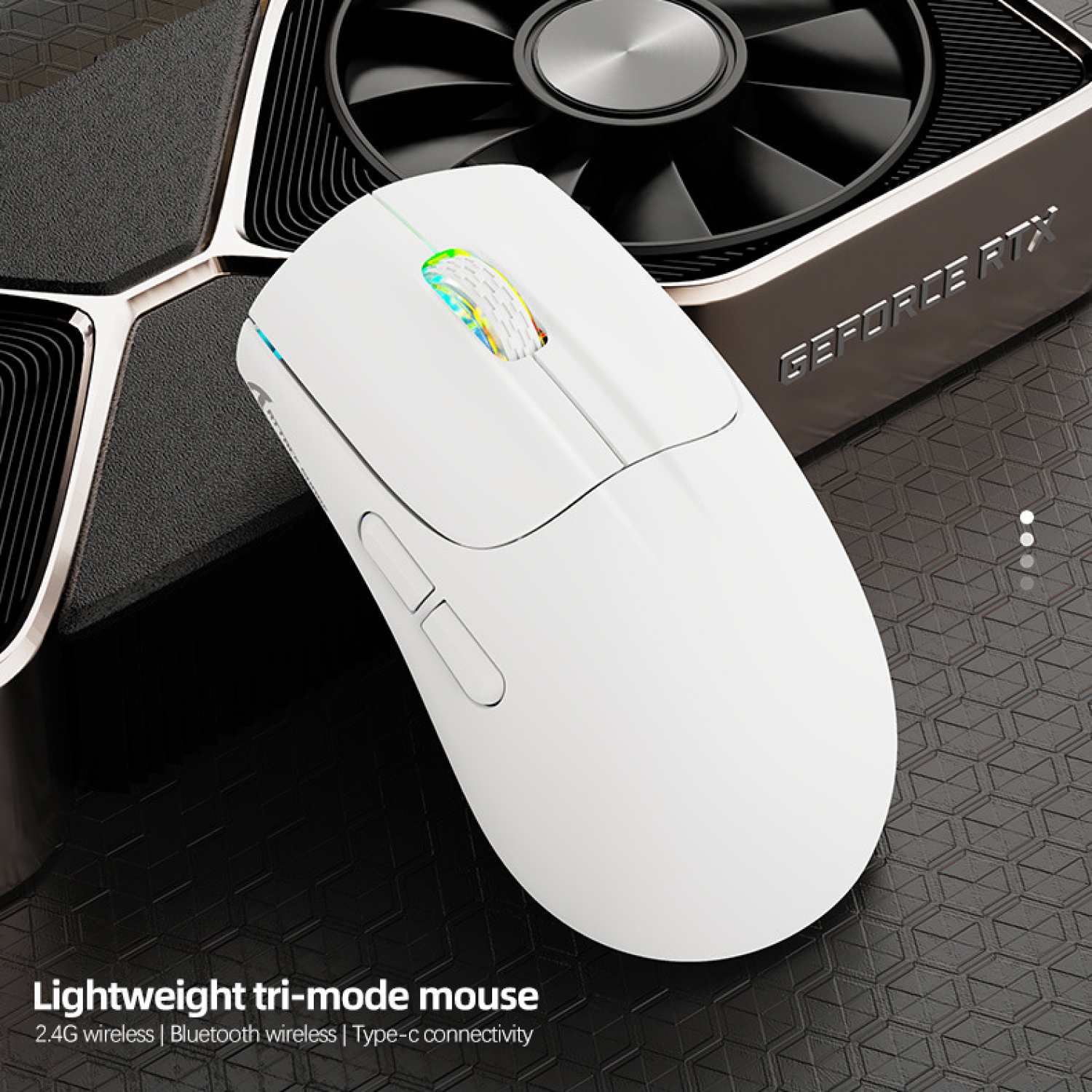 Беспроводная мышь Attack Shark X5 Bluetooth+2.4G+проводная с RGB подсветкой компьютерная мышка для компьютера белая ультралегкая mouse Wireless mice