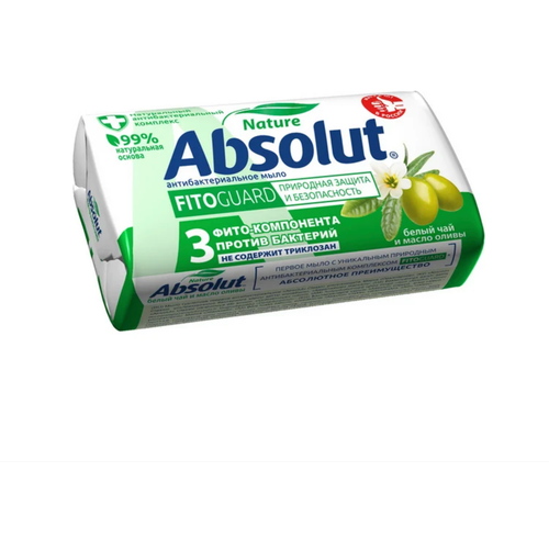 Мыло Absolut Nature «Белый чай и масло оливы», антибактериальное, 90 г крем мыло туалетное детское абсолют календула антибактериальное 90 г