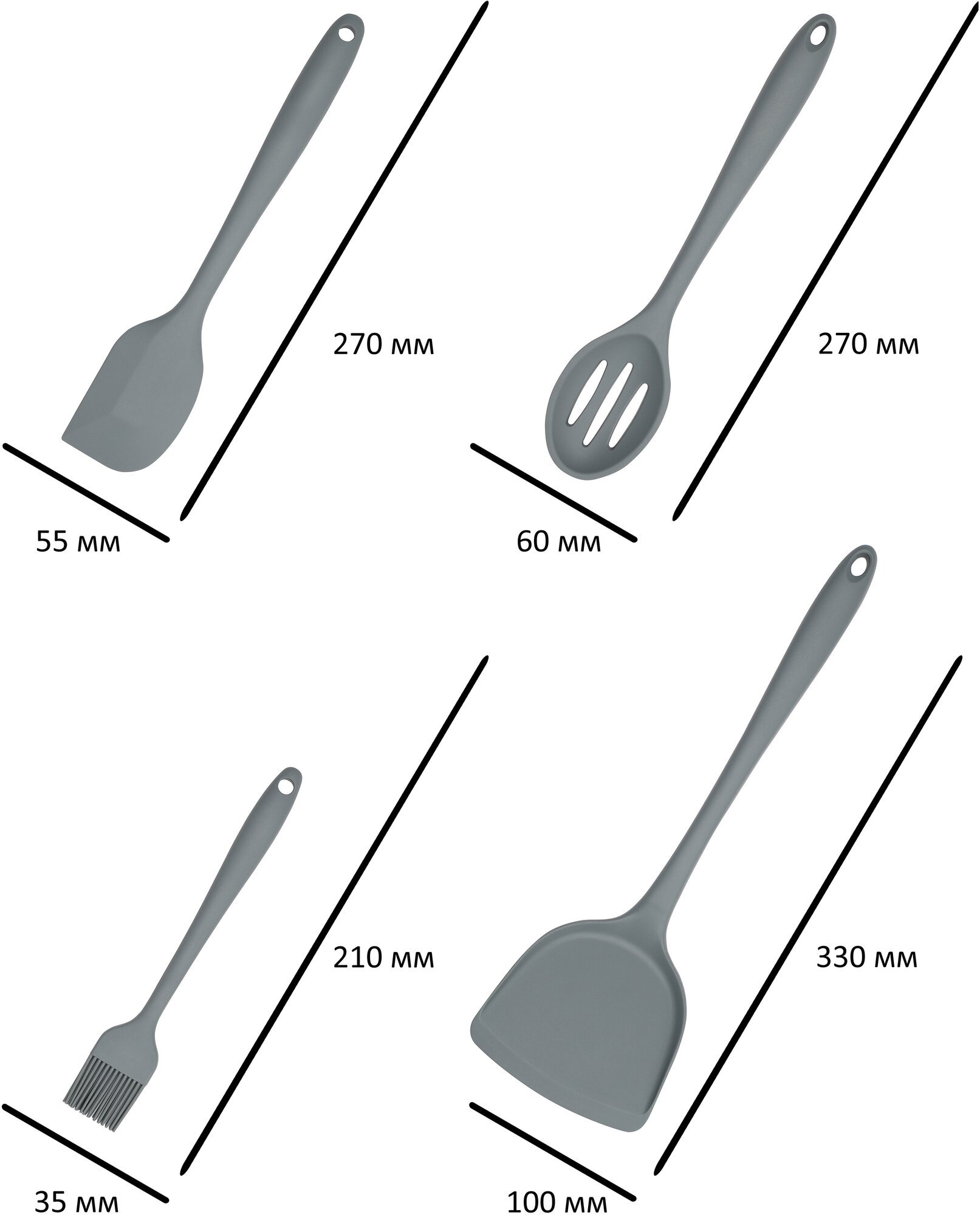 Набор кухонных принадлежностей из силикона 14 предметов | серый - фотография № 8
