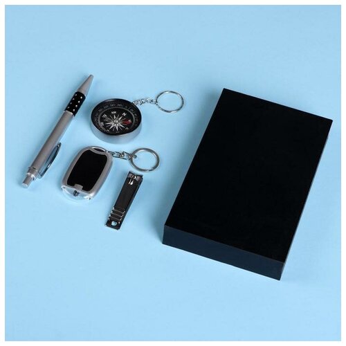 Набор подарочный 4в1 (ручка, кусачки, компас, фонарик) подарочный набор три медведя цвет коричневый серебристый