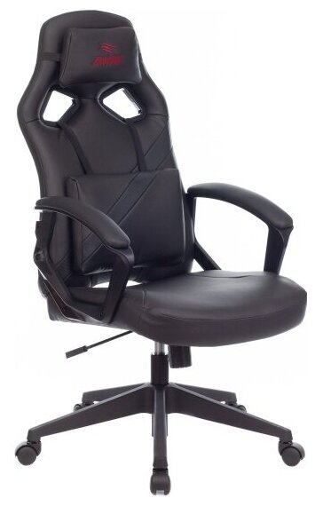 Кресло игровое Zombie DRIVER черный, экокожа / Компьютерное геймерское кресло, 2 подушки, крестовина пластик