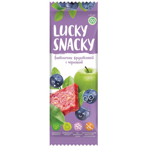 Фруктовый батончик Lucky Snacky без сахара с черникой, 30 г