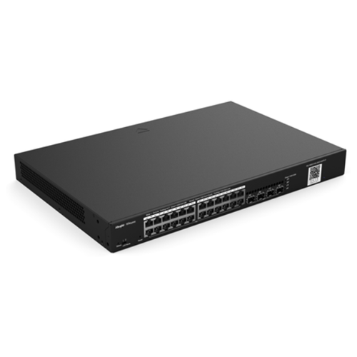 reyee 24 port 10g l2 managed switch 24 gigabit rj45 ports 4 10g sfp slots 19 inch rack mountable steel case Коммутатор Ruijie Reyee 24-Port Gigabit L2 Managed POE Switch, 24 Gigabit RJ45 POE/POE+ Ports, 4 SFP Slots, 370W PoE power budget