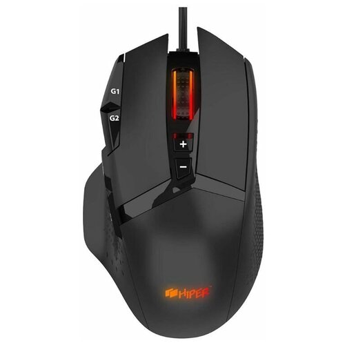 Мышь HIPER DRACO GMUS-5000 проводная, оптическая, 6200 dpi, USB, PMW3327, 6 прог.кнопок, подсветка RGB, цвет: черный