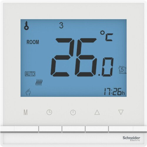 (2 шт.) Schneider Electric AtlasDesign Белый Термостат электронный теплого пола с датчиком от 5 до 35C,16A ,в сборе, ATN000138