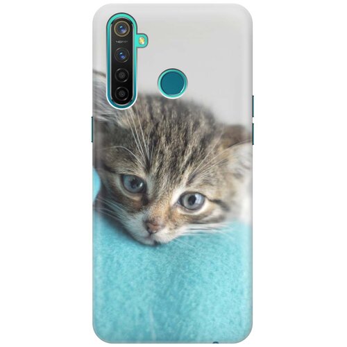 фото Cиликоновый чехол на realme 5 pro / рилми 5 про с принтом "котенок на пледе" gosso