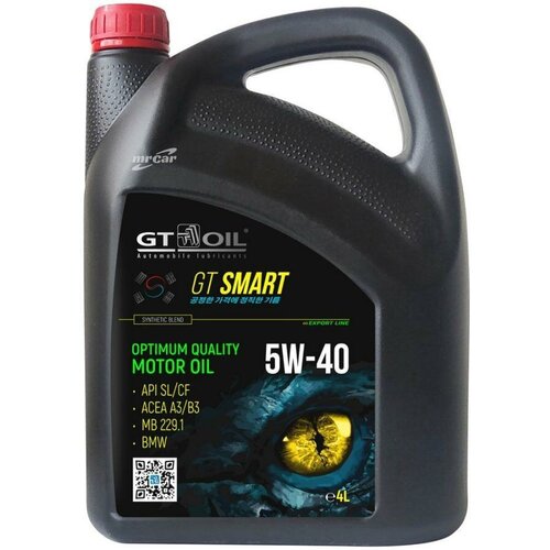 8809059408858 Масло мотор. полусинт. GT Smart SAE 5W-40 API SL/CF, 4 л GT OIL