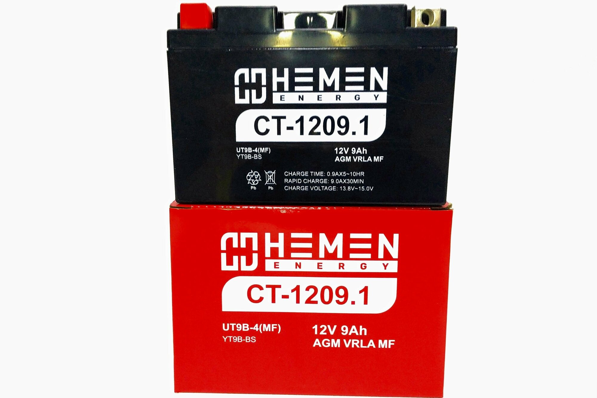 Аккумулятор 12В 9Ач HEMEN ENERGY CT1209.1 (YT9B-BS) (кислотн, герметичн) (прям. пол.) (151х71х107мм)