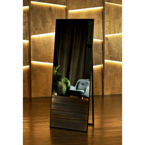 Зеркало интерьерное напольное большое в полный рост в алюминиевой раме 160х60, черное, ONE MIRROR 1 шт