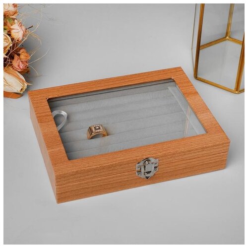 фото Подставка под кольца "шкатулка" 7 рядов, 20*15*4,5, цвет серый 5111749 сима-ленд