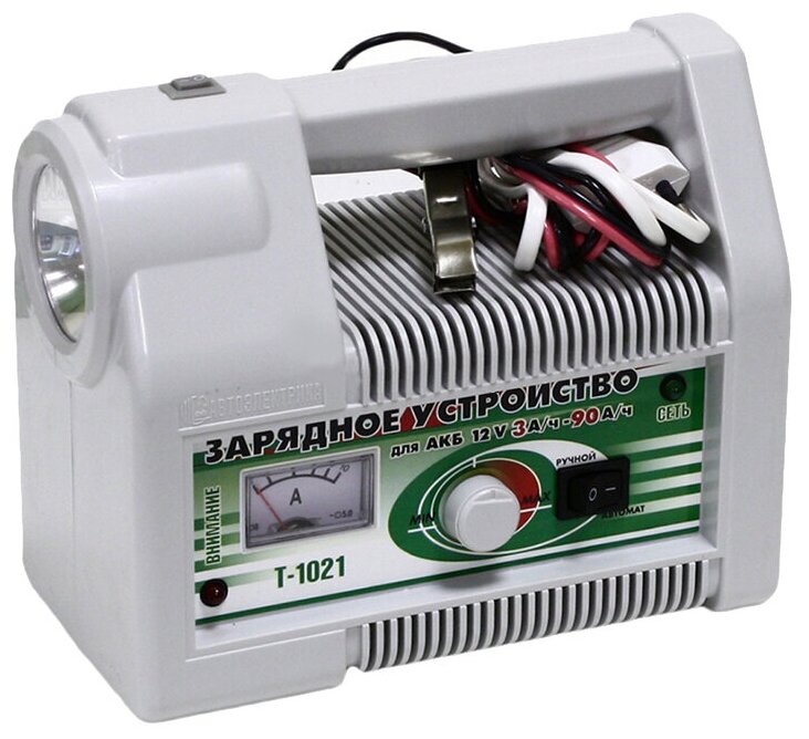 Зарядное устройство Автоэлектрика Т1021 АКБ 12V от 3 до 90 А/ч, режим автомат или ручной, фонарь