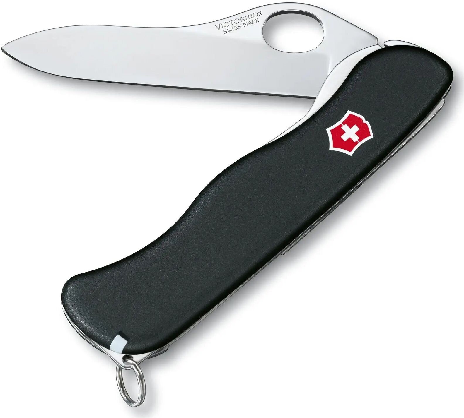 Нож Victorinox Sentinel One Hand belt-clip, 111 мм, 5 функций, с фиксатором лезвия, черный