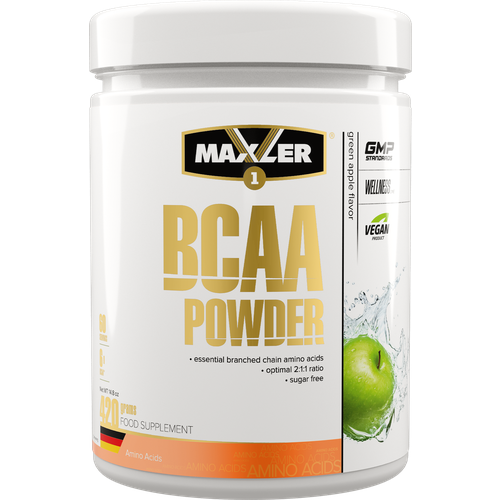 Аминокислотный комплекс Maxler BCAA Powder, зеленое яблоко, 420 гр. аминокислоты со вкусом вишни maxler bcaa powder 420 мл