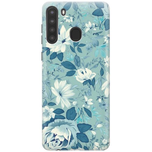 фото Re:paчехол - накладка artcolor для samsung galaxy a21 с принтом "цветы на голубом"