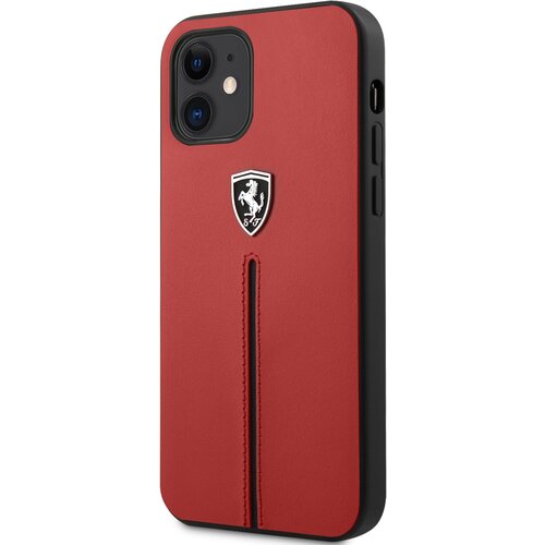 Чехол CG Mobile Ferrari Off-Track Genuine Leather/Nylon stripe Hard для Apple iPhone 12 mini, красный