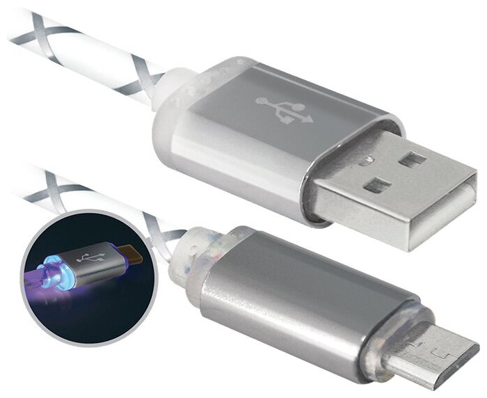 Defender (87554) Кабель USB 2.0 AM--)micro-B 1м, Gray