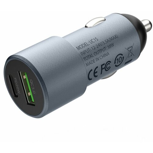 Автомобильное зарядное устройство Momax UC15 38W Dual Port Car Charger PD 3.0 QC 3.0 Space Gray (UC15E) siaecosys высокая мощность 1000 вт вход 110в 220в 72в 3a 12a регулируемое зарядное устройство для электрического скутера и мотоцикла