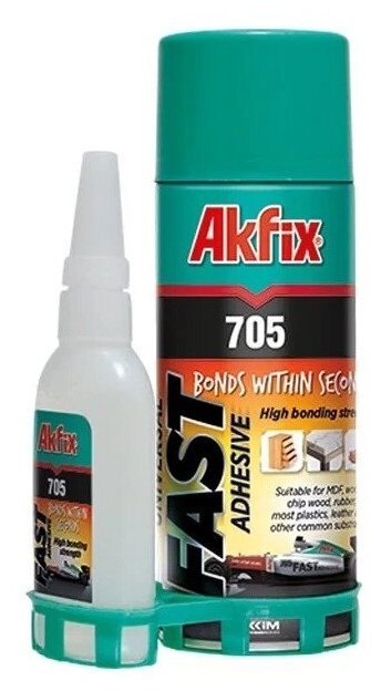 Клей двухкомпонентный Akfix 705 MDF Kit с активатором 25г+100мл - фотография № 1