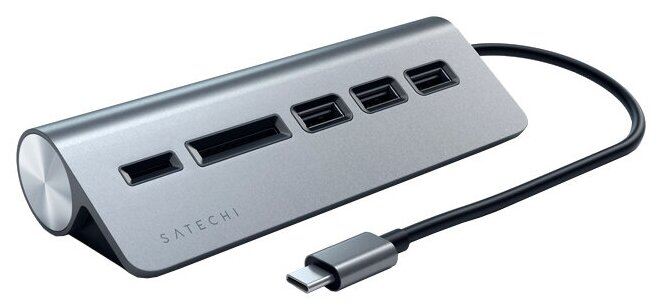 USB-концентратор Satechi Type-C Aluminum USB 3.0 Hub & Micro/SD Card Reader, разъемов: 3, space gray