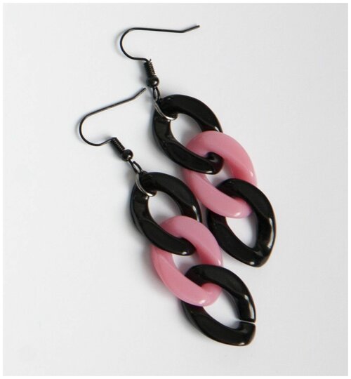 Серьги цепочки Фламинго-Go!, черный, розовый
