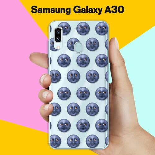 Силиконовый чехол Луна на Samsung Galaxy A30 силиконовый чехол на samsung galaxy a30 самсунг галакси а30 морозная лавина синяя