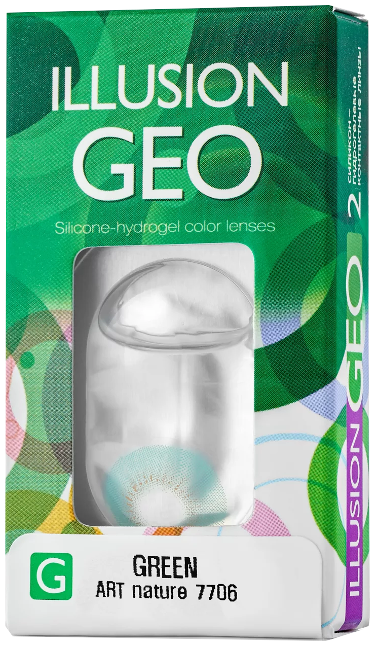 Цветные контактные линзы ILLUSION GEO Nature green 0,0
