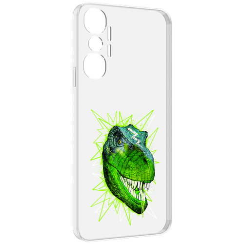 Чехол MyPads зеленый динозавр для Infinix Hot 20 4G задняя-панель-накладка-бампер