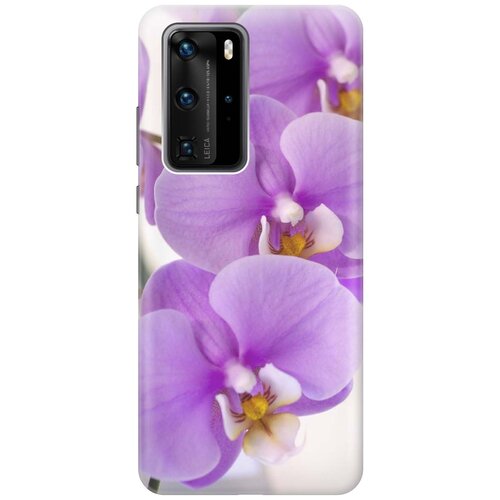 фото Ультратонкий силиконовый чехол-накладка для huawei p40 pro с принтом "сиреневые орхидеи" gosso